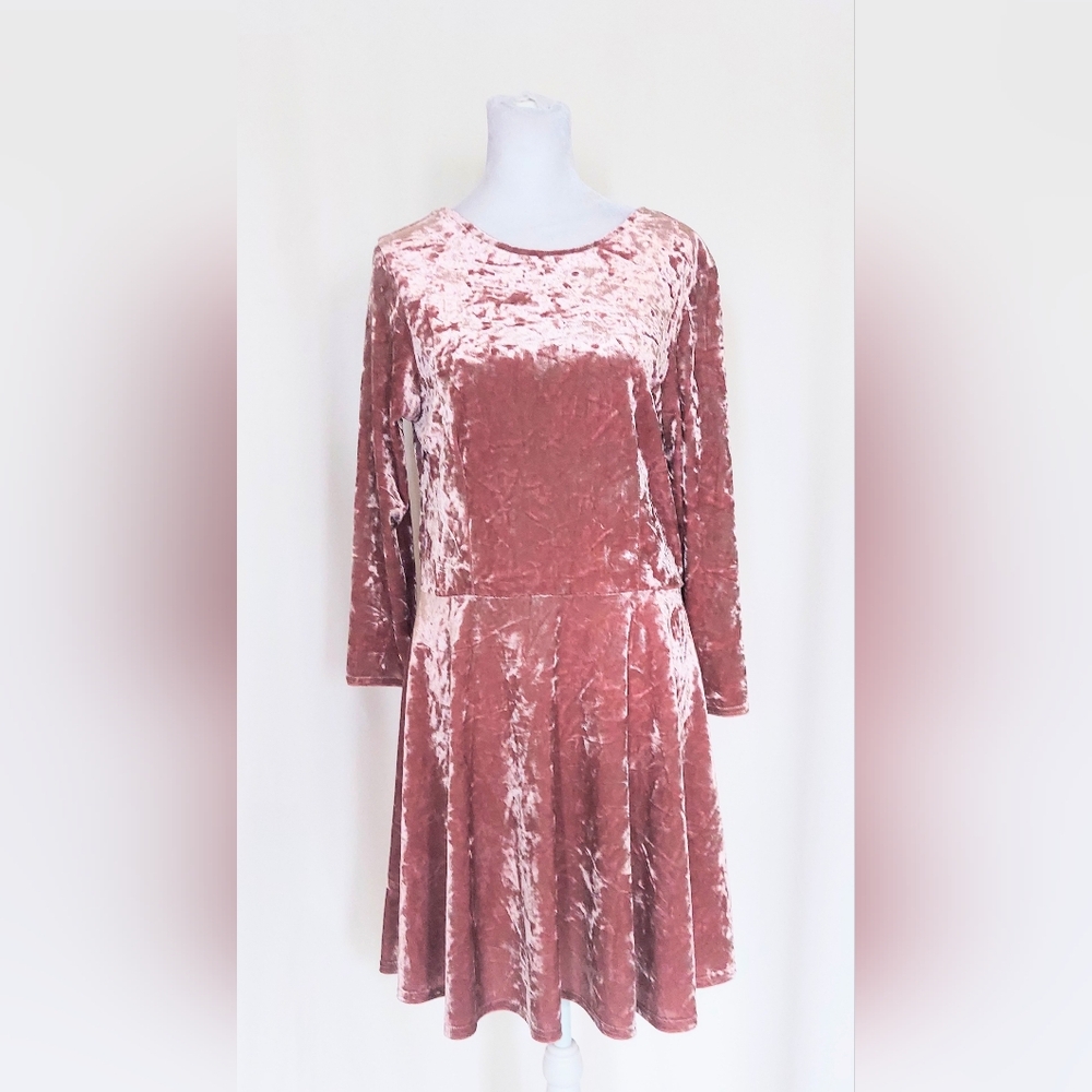 TopShop Fit & Flare Open Back Velvet Midi Dress Pink Size 8